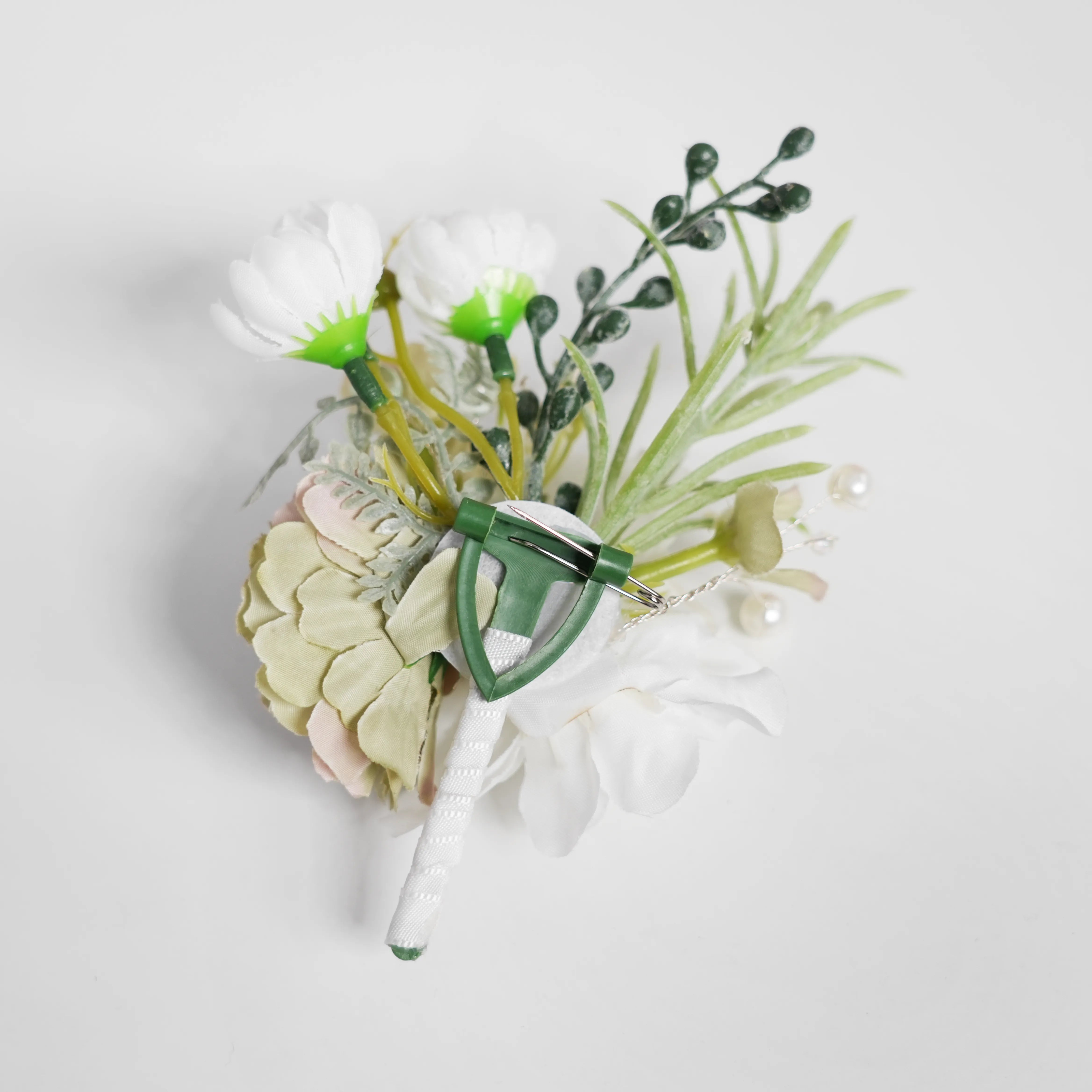 Uflower Boutonnieres in Green White MG80008-03*6