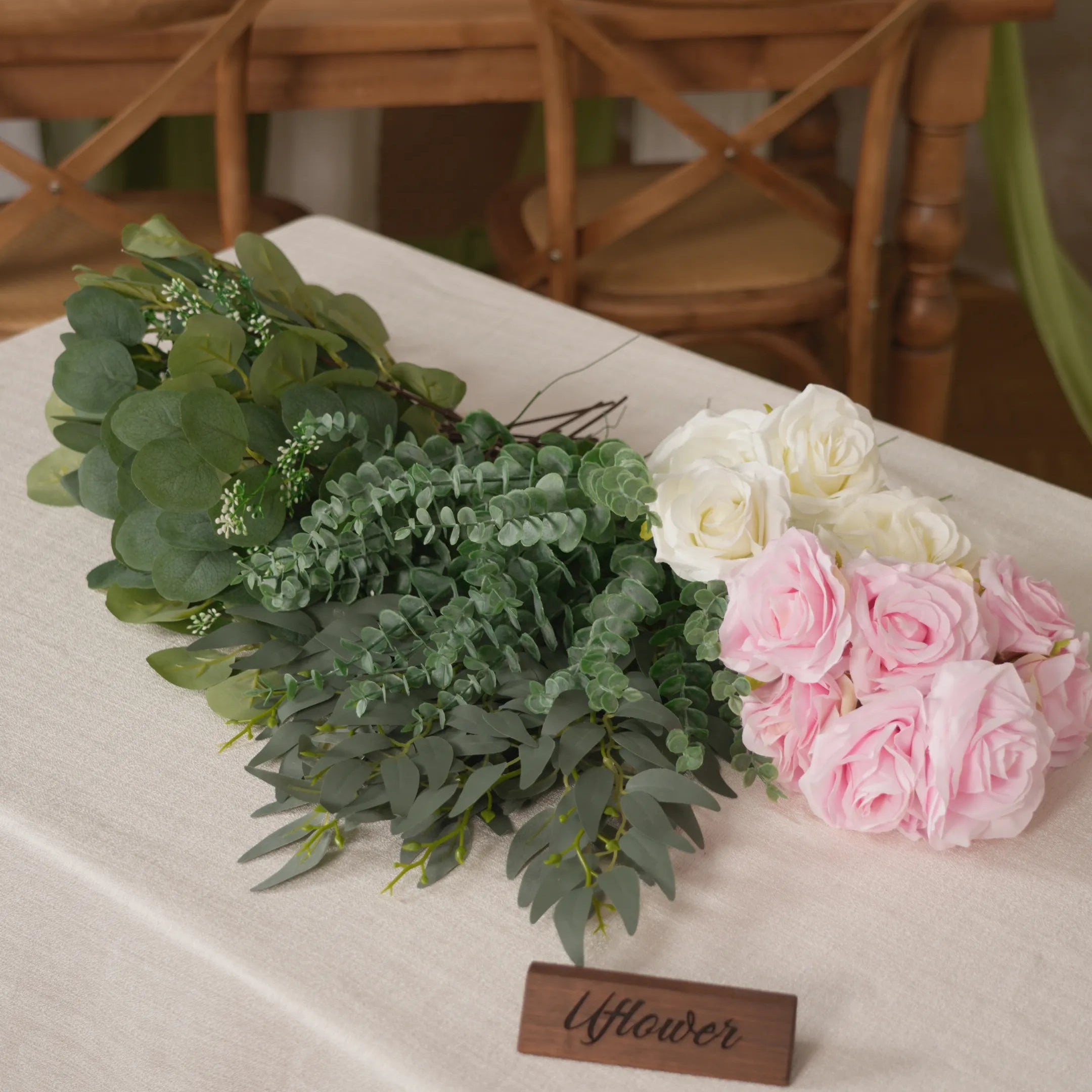 DIY Centerpiece Kit – Rose & Eucalyptus Floral Arrangement Set