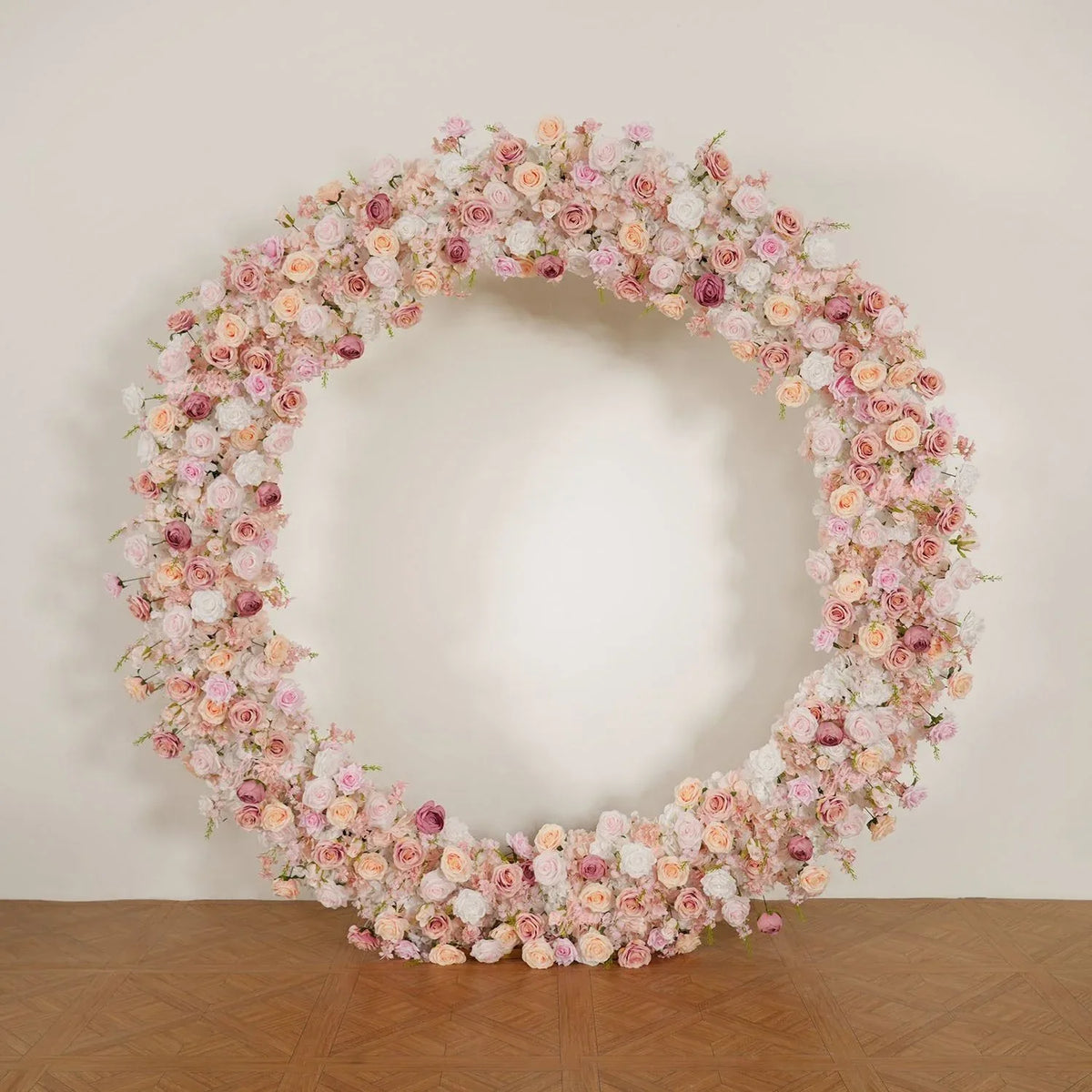 Uflower Pink White Rose Flower Arrangement Table Runner Wedding Round Arch SET80184 - Uflower