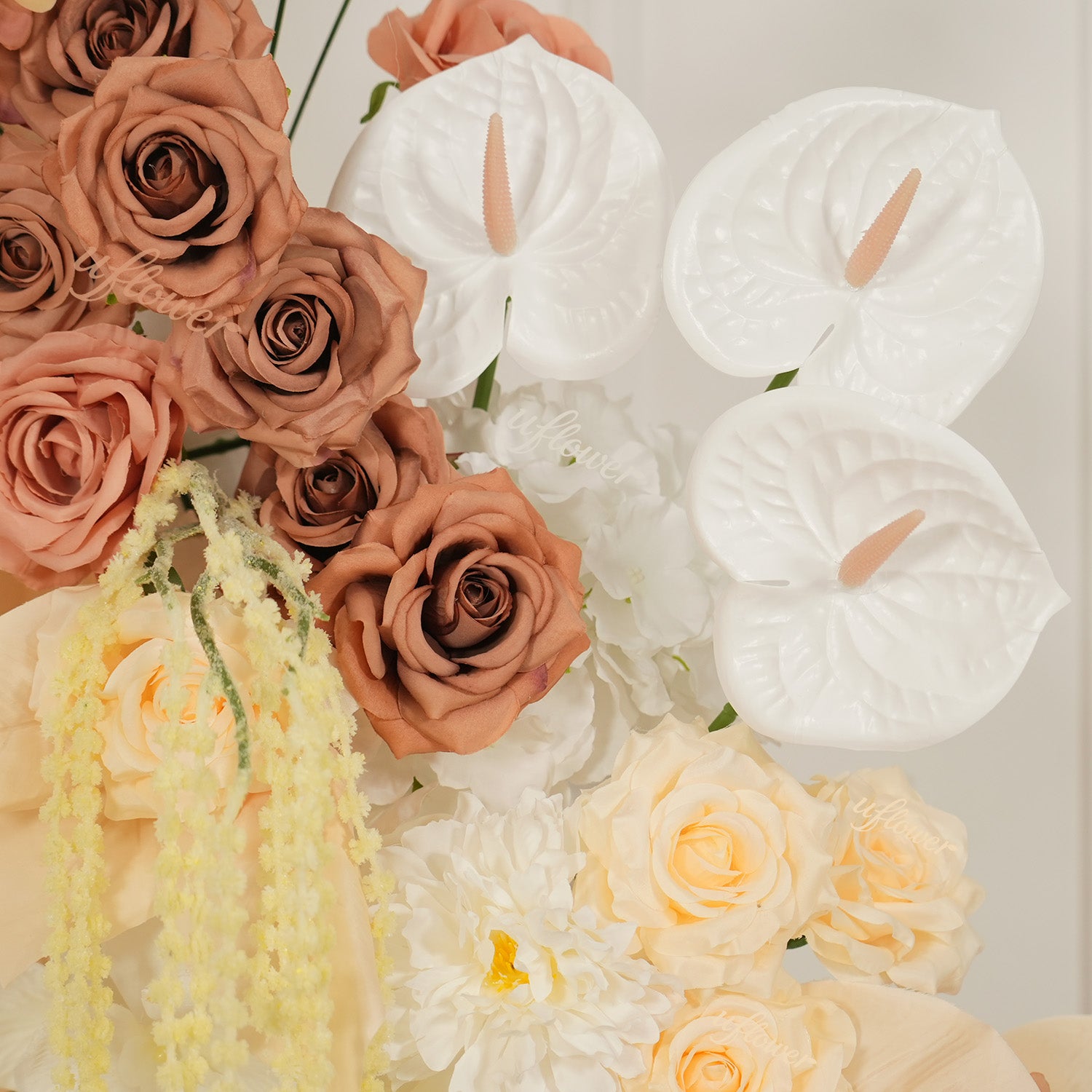 Uflower Terracotta Blush Floral Horn Arch Wedding Party Backdrop Decor SET80222