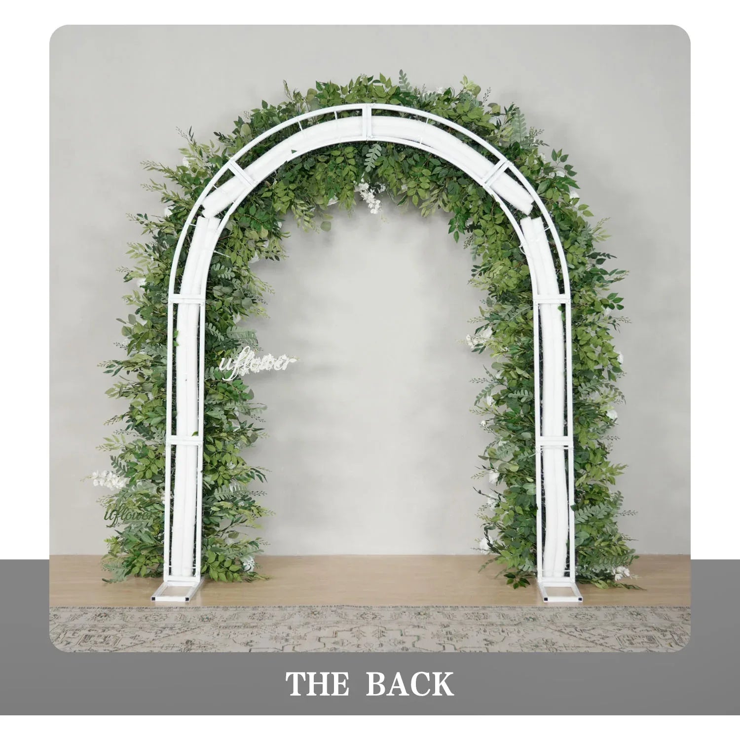 Uflower White Rose Green Leaf Floral Row Decor Wedding Backdrop Door Arch SET80147 - Uflower