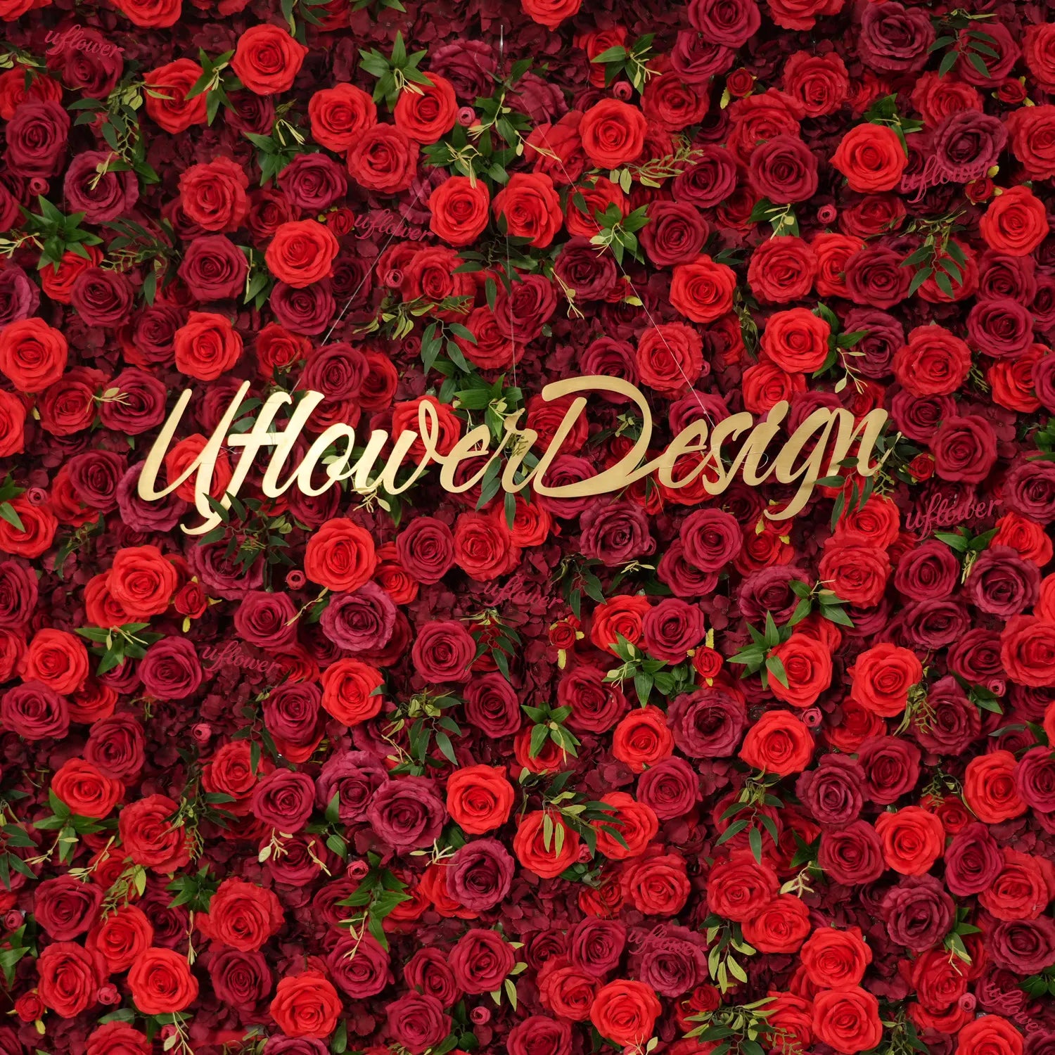 Uflower Red Rose Floral Wall Wedding Backdrop Birthday Party Decor SET80118-01