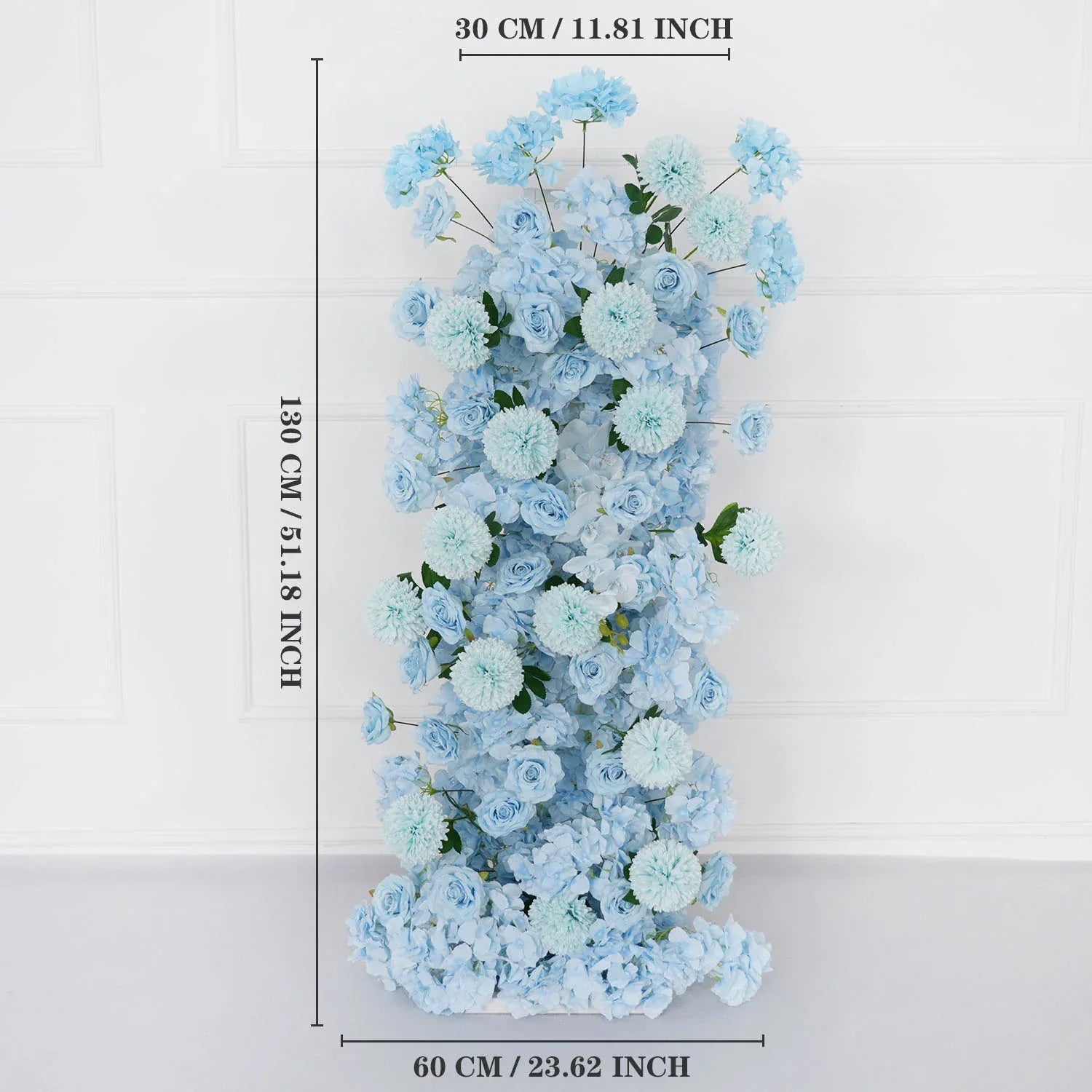 Uflower Blue Rose Orchid Pompoms Wedding Background Arch KT Board Decorative Flower SET80084 - Uflower