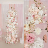 Uflower Artificial Pink White Flower Row Wedding KT Backdrop Decor MC80144-01 - Uflower
