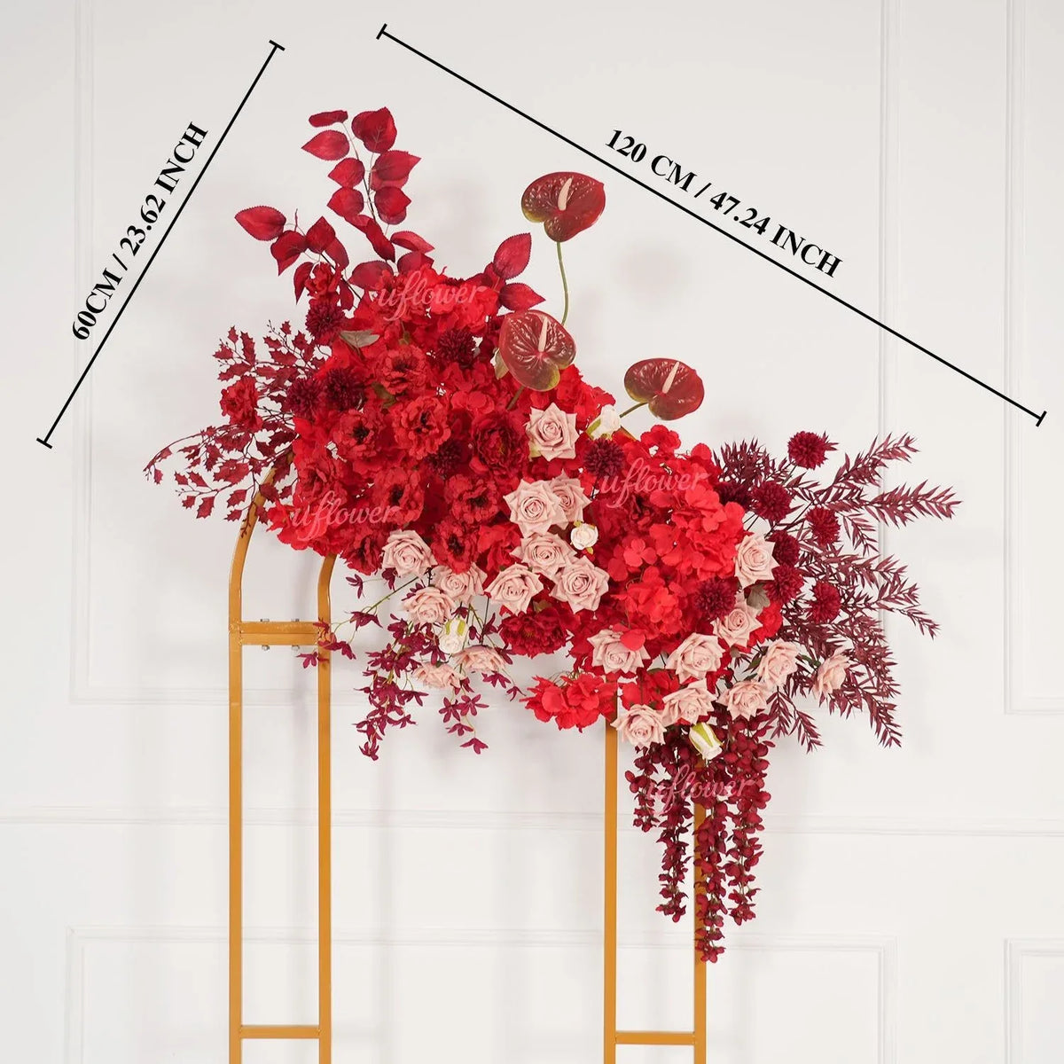 Uflower Red Flower Row Decor KT Board Wedding Arrangement Props SET80164 - Uflower