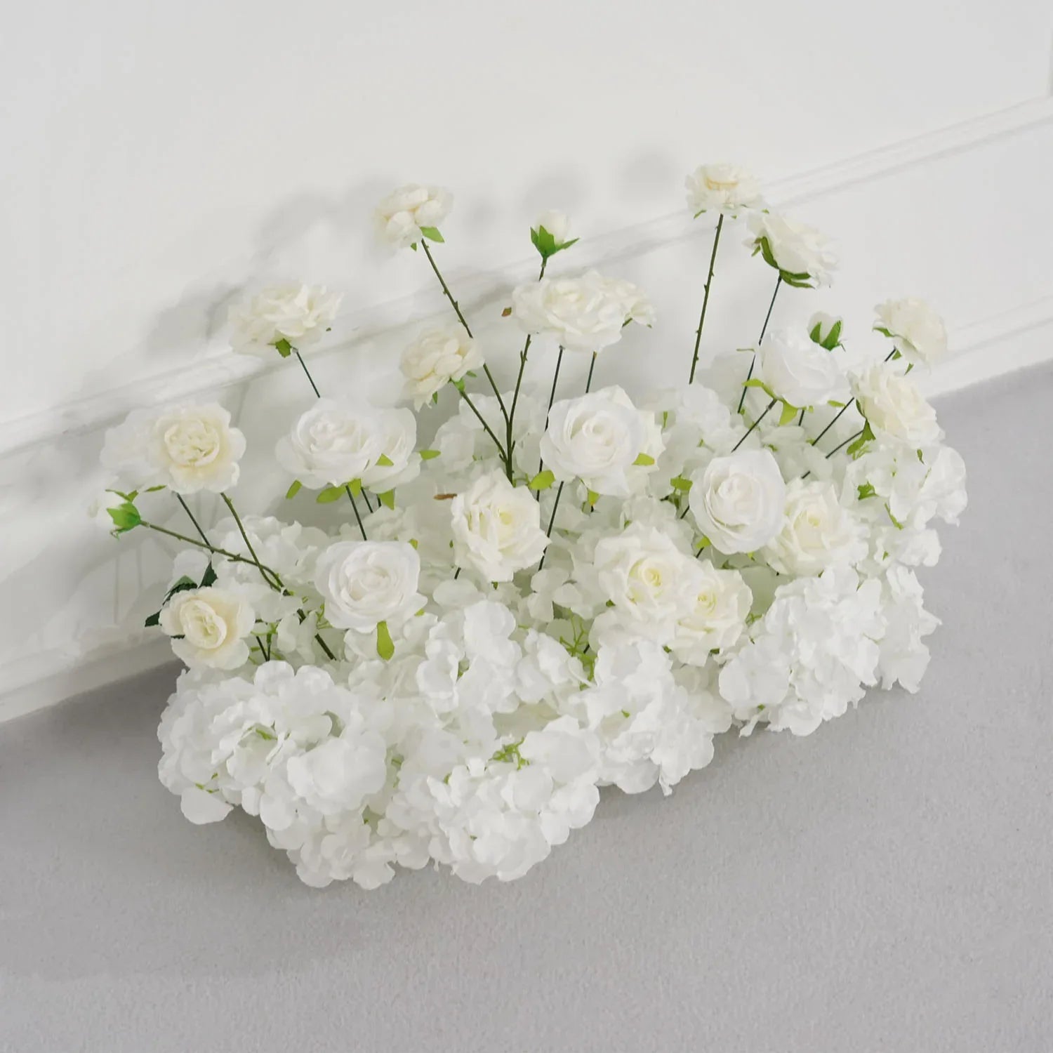 Uflower White Rose Table Runner Sofa Floral Wedding Backdrop Decor SET80120 - Uflower