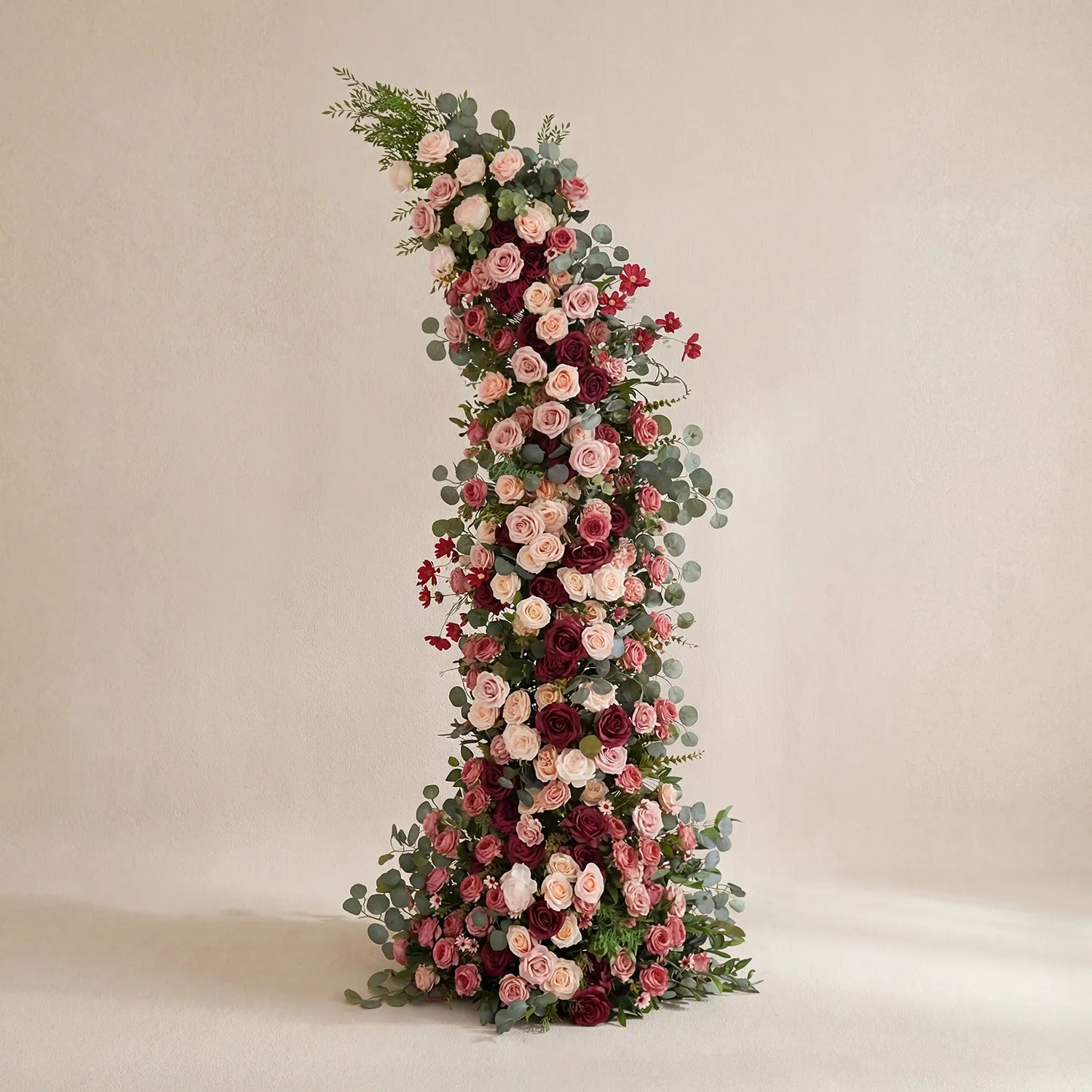 Uflower Pink Red Rose Floral Horn Arch Wedding Party Backdrop Decor SET80229