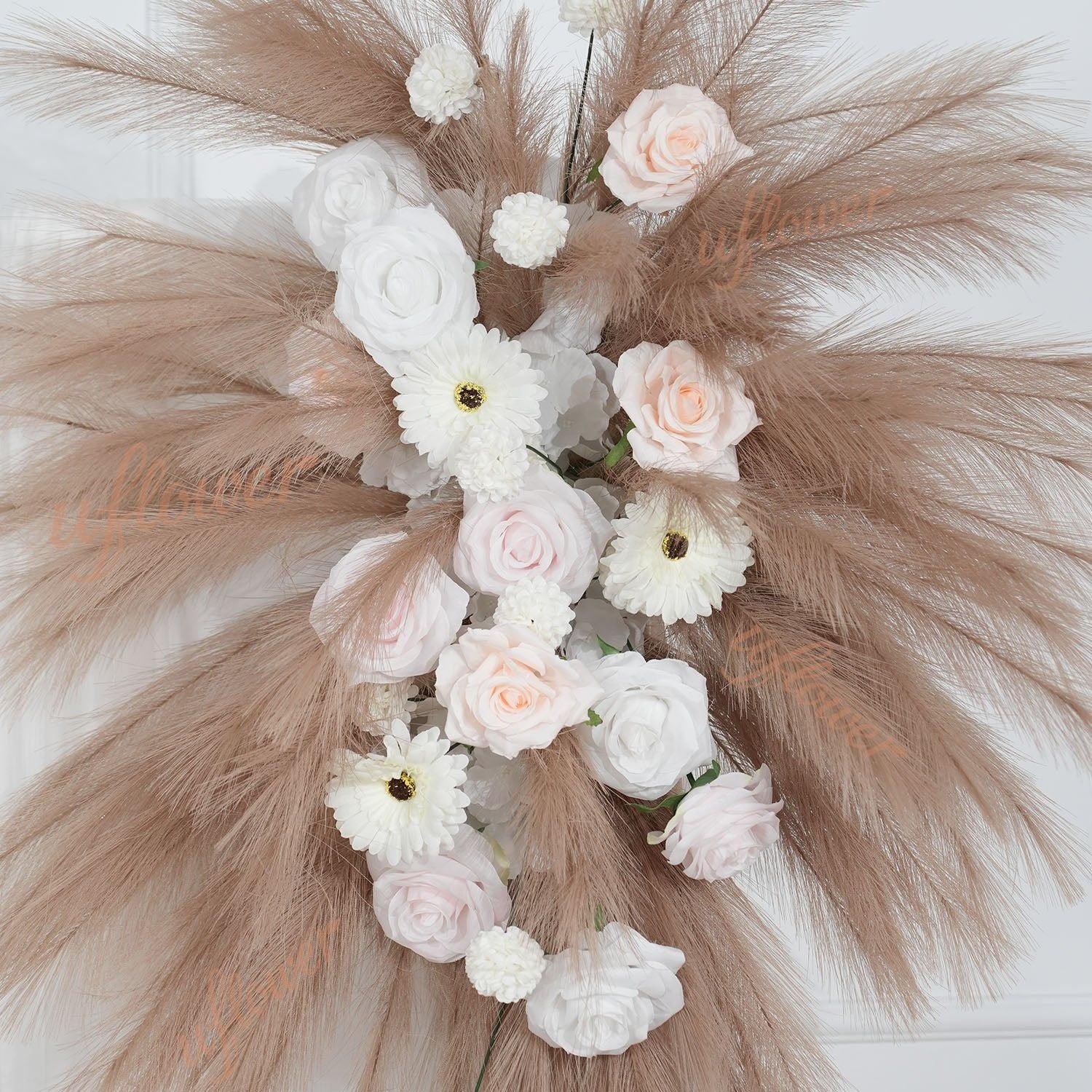 Uflower Pampas Grass Rose Wedding Floral Arrangement KT Backdrop Decor SET80163 - Uflower