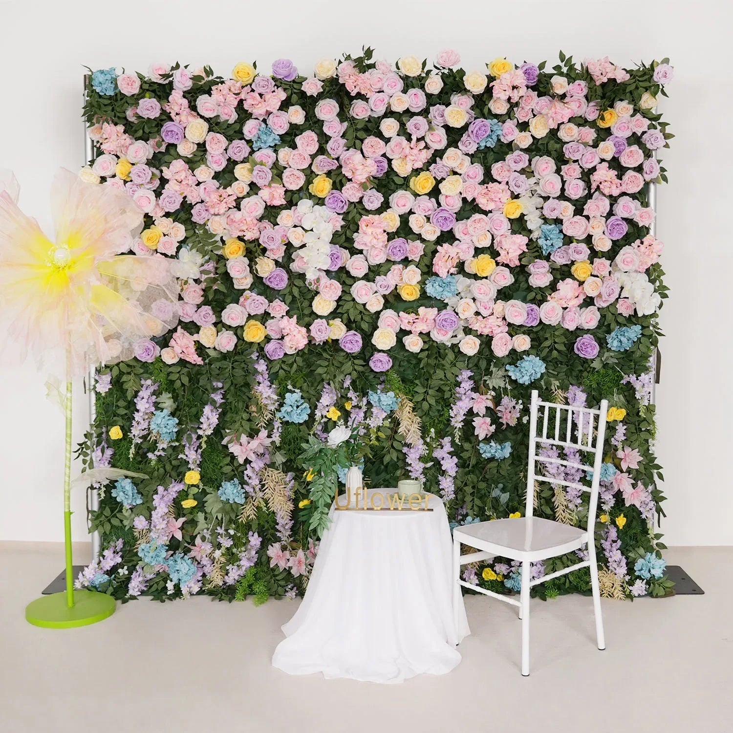 Uflower Flower Wall 3D Purple Pink Rose Floral Backdrop Wedding Party Proposal Decor SET80101 - Uflower