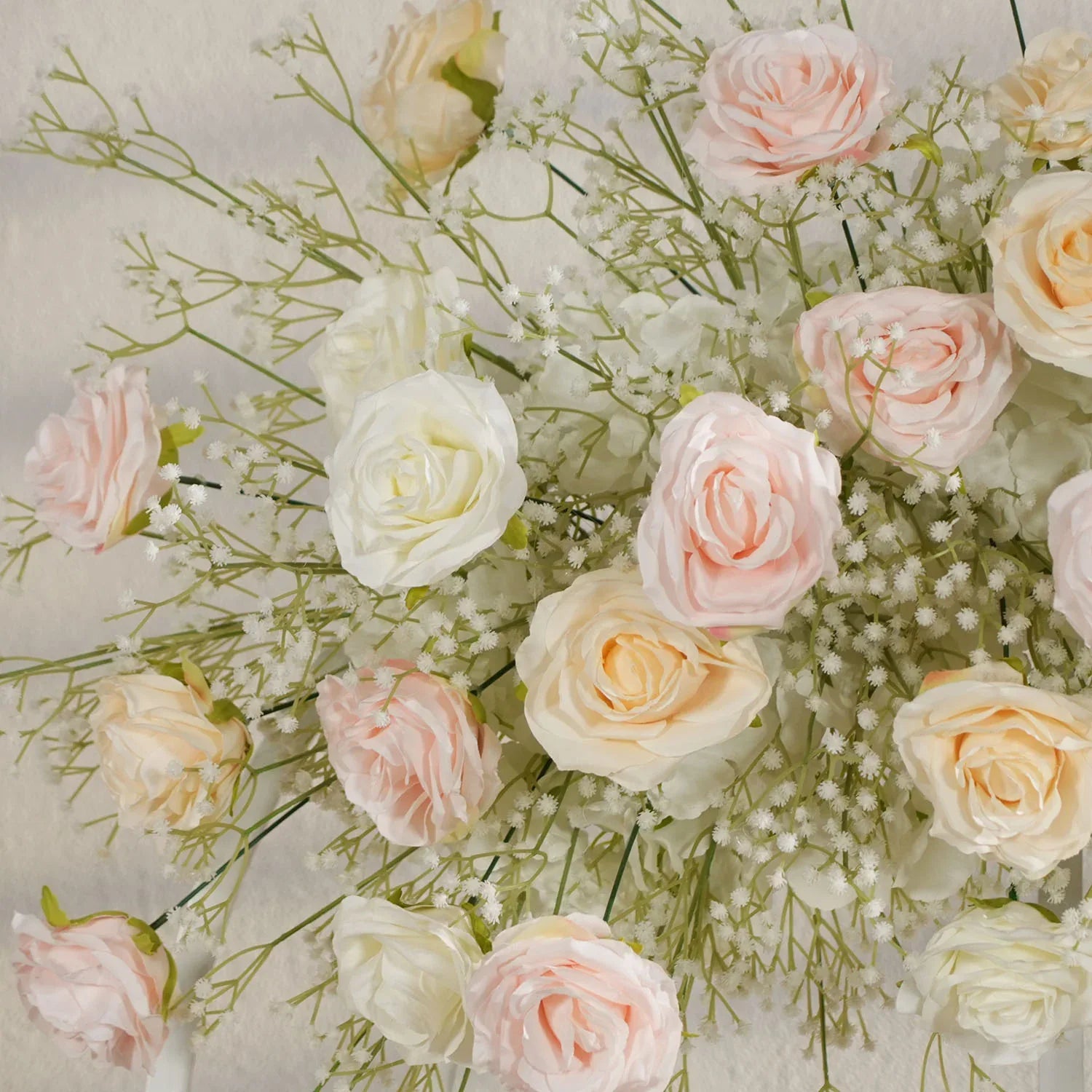 Uflower Champagne White Babysbreath Rose Arrangement Wedding KT Backdrop Decor SET80131 - Uflower