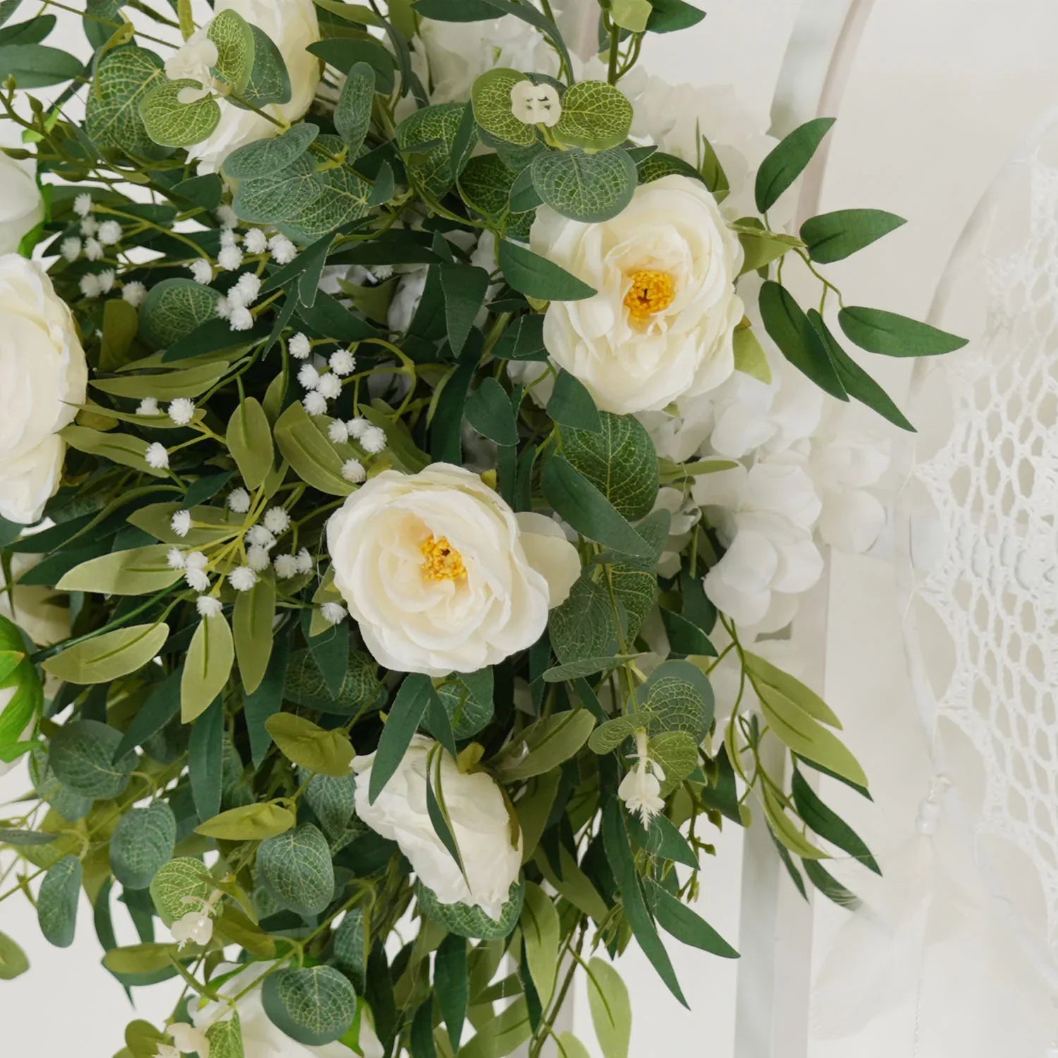 Uflower Artificial White Green Wedding KT Backdrop Flower Row Decor SET80066 - Uflower