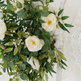 Uflower Artificial White Green Wedding KT Backdrop Flower Row Decor SET80066 - Uflower