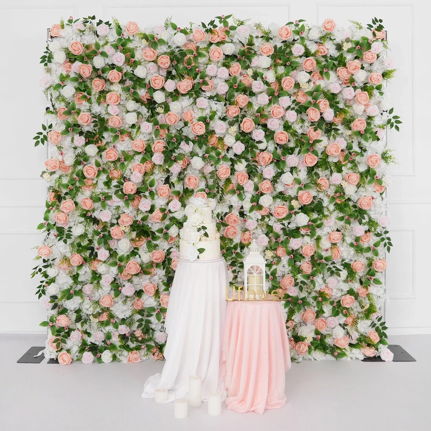 Uflower Artificial Pink White Flower Wall Wedding Backdrop Deco Birthday Party SET80111 - Uflower