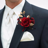 Uflower 6Pcs Red Boutonnieres MG80002-03*6