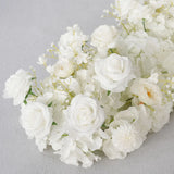 Uflower White Rose Table Runner Sofa Floral Wedding Backdrop Decor SET80136 - Uflower