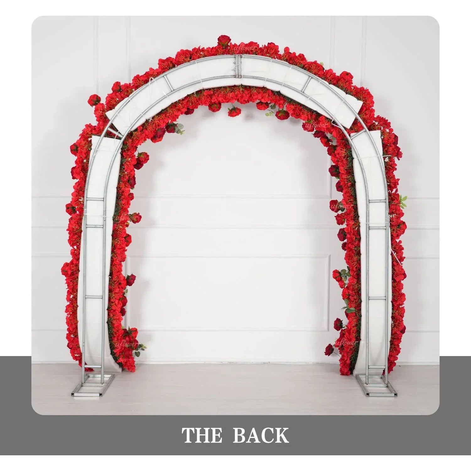 Uflower Red Rose Greenery Floral Door Arch Wedding Party Backdrop Decoration SET80174 - Uflower