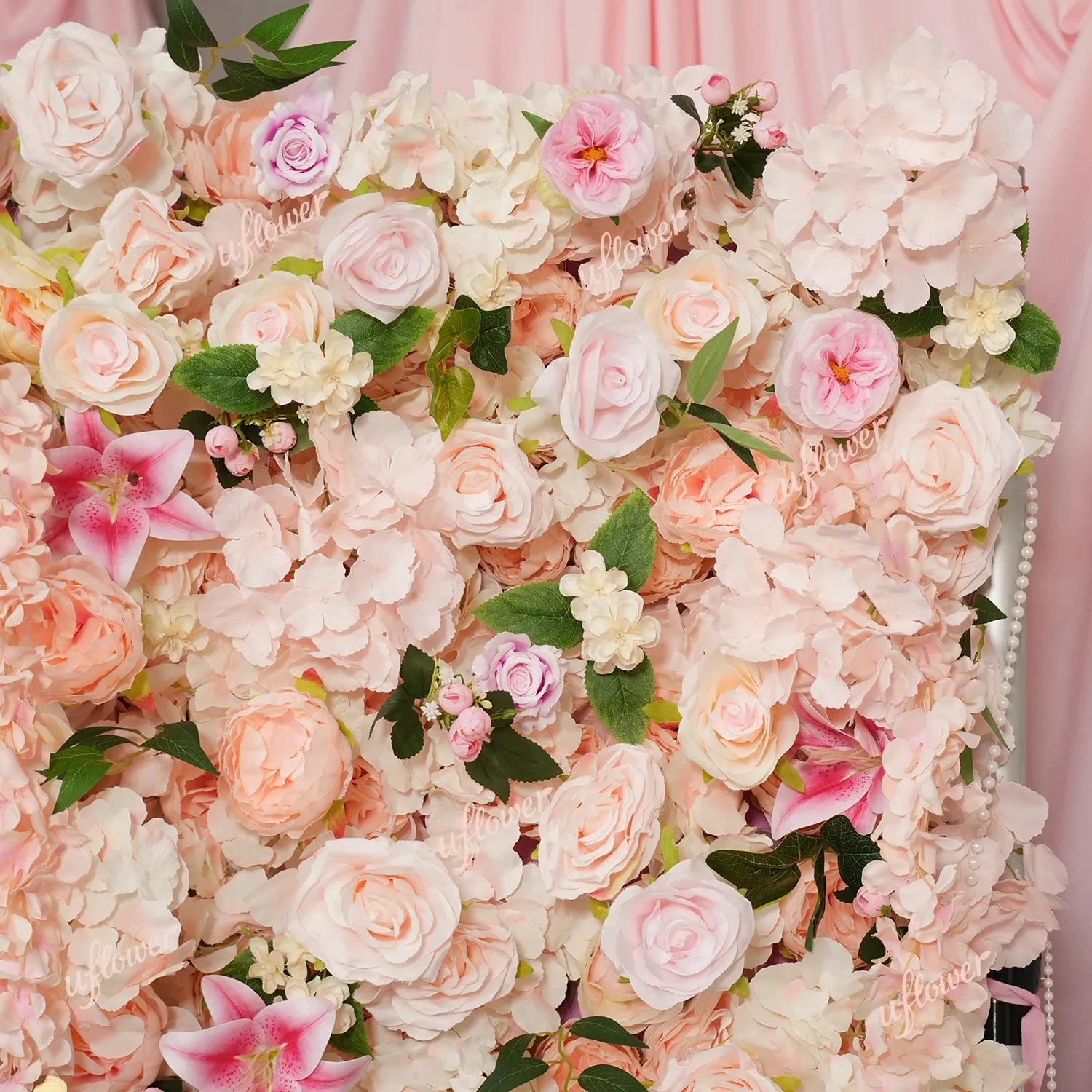 Uflower Blush Pink Wisteria Flower Wall Backdrop Wedding Party Decoration SET80232