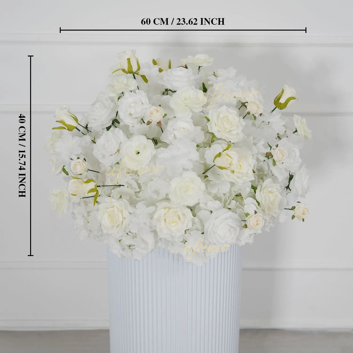 Uflower White Table Centerpiece Floral Ball Wedding Table Decoration MB80093-01