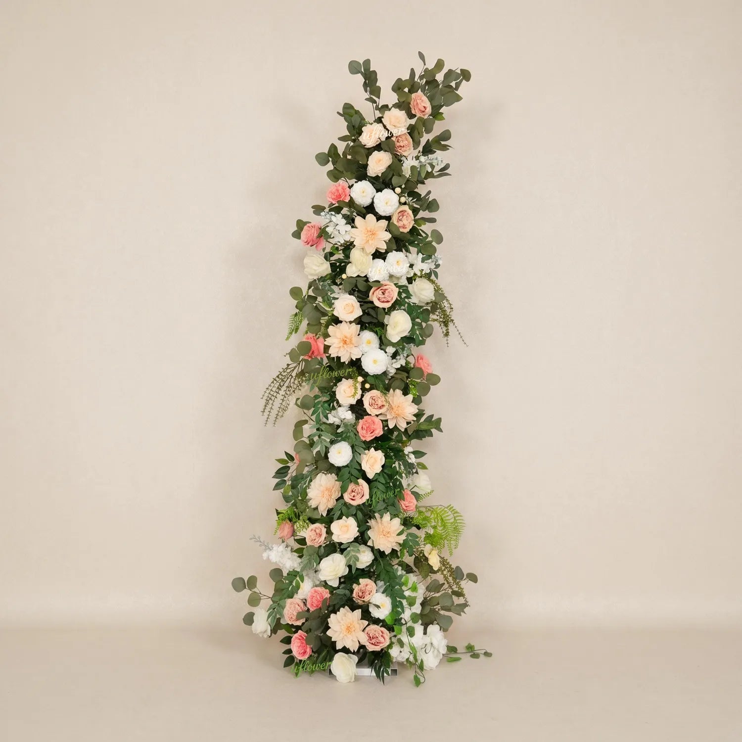 Uflower Pink White Greenery Horn Arch Wedding Backdrop Party Event Decor Props SET80252-01