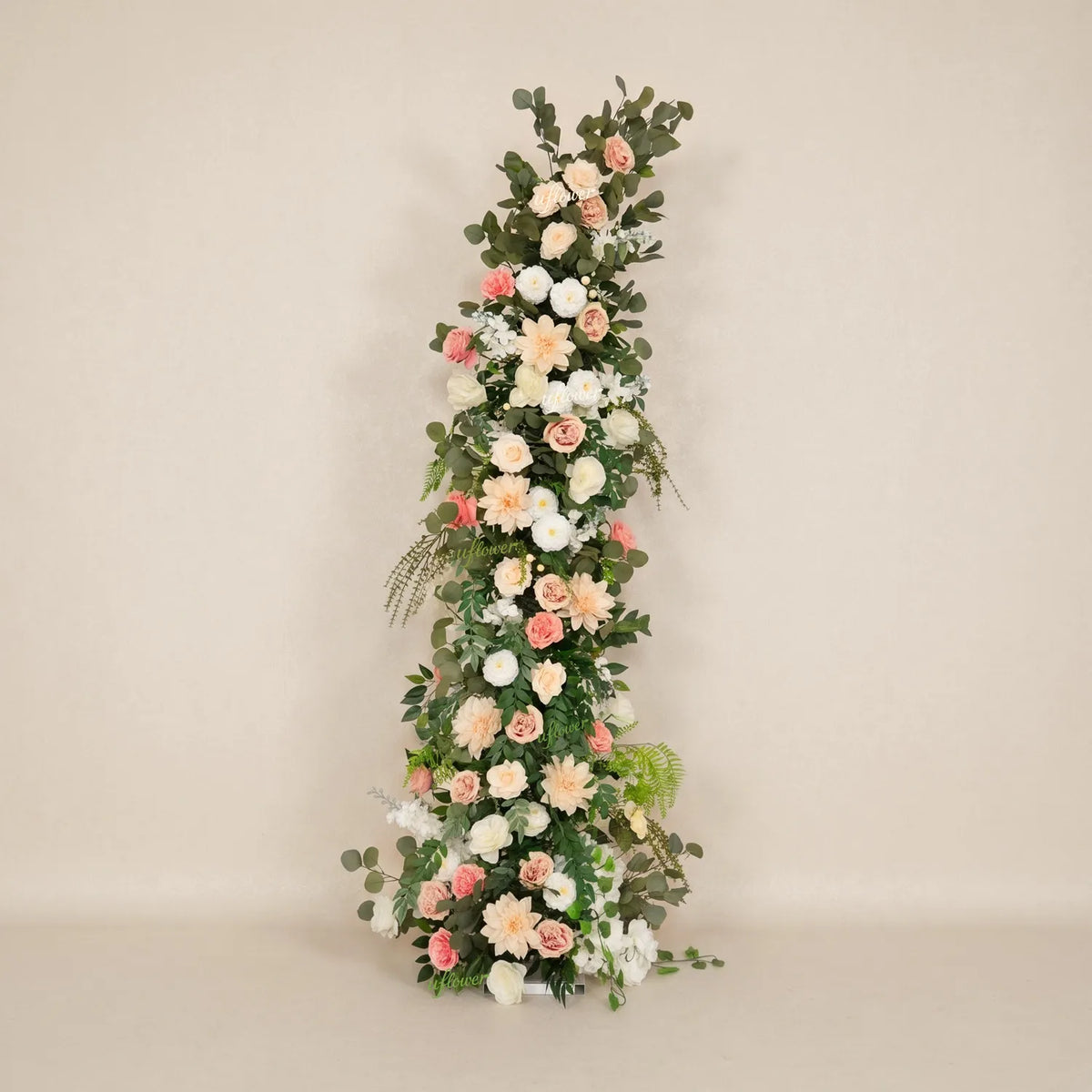 Uflower Pink White Greenery Horn Arch Wedding Backdrop Party Event Decor Props SET80252-01