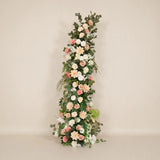 Uflower Pink White Greenery Horn Arch Wedding Backdrop Party Event Decor Props SET80252-01