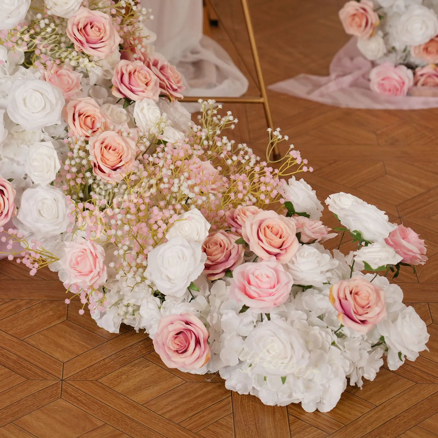 Uflower Baby Breath Pink Sofa Table Runner Floor Flower Arrangement MC80209-01