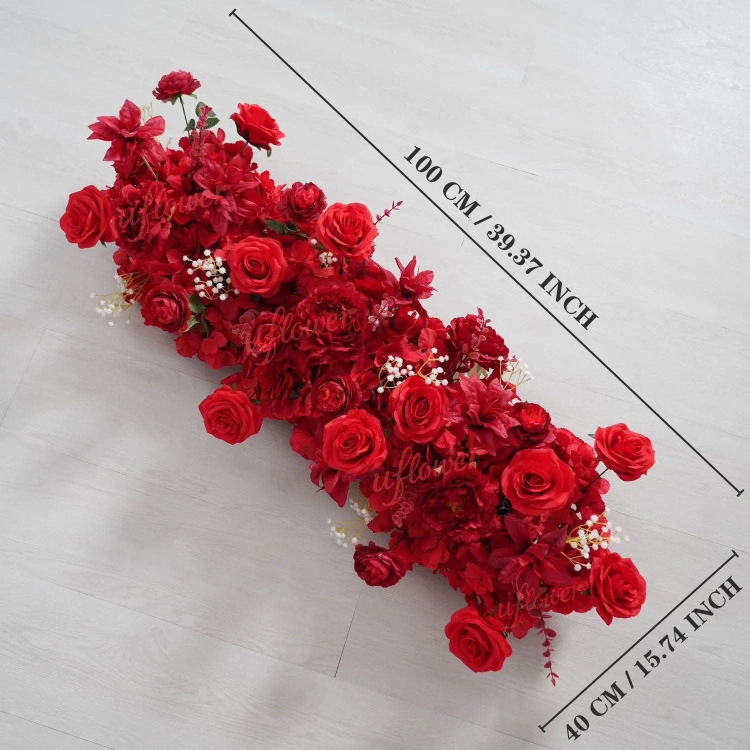 Uflower Artificial Red Wedding KT Backdrop Flower Row Decor SET80171 - Uflower