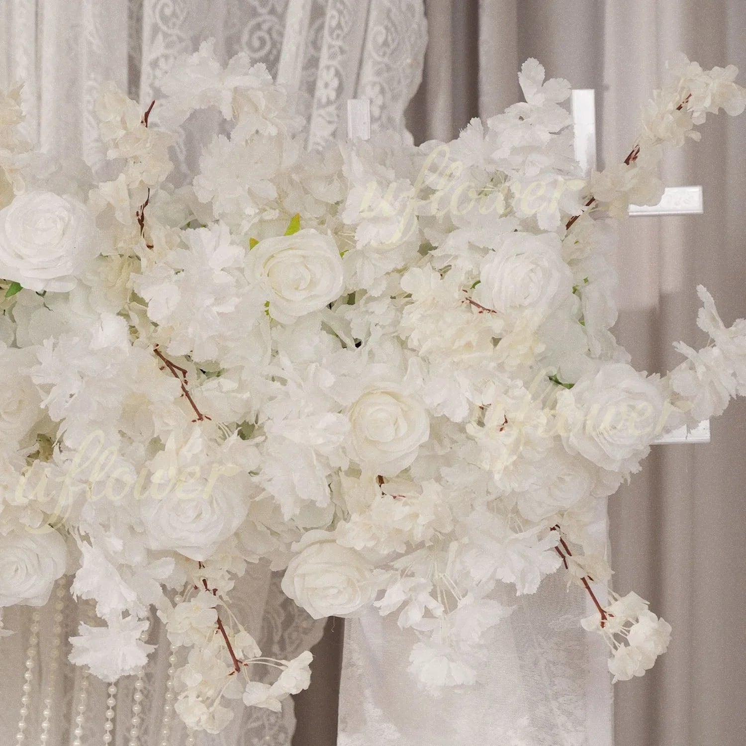 Uflower White Cherry Blossoms Wedding Background KT Board Decoration MC80205 - Uflower