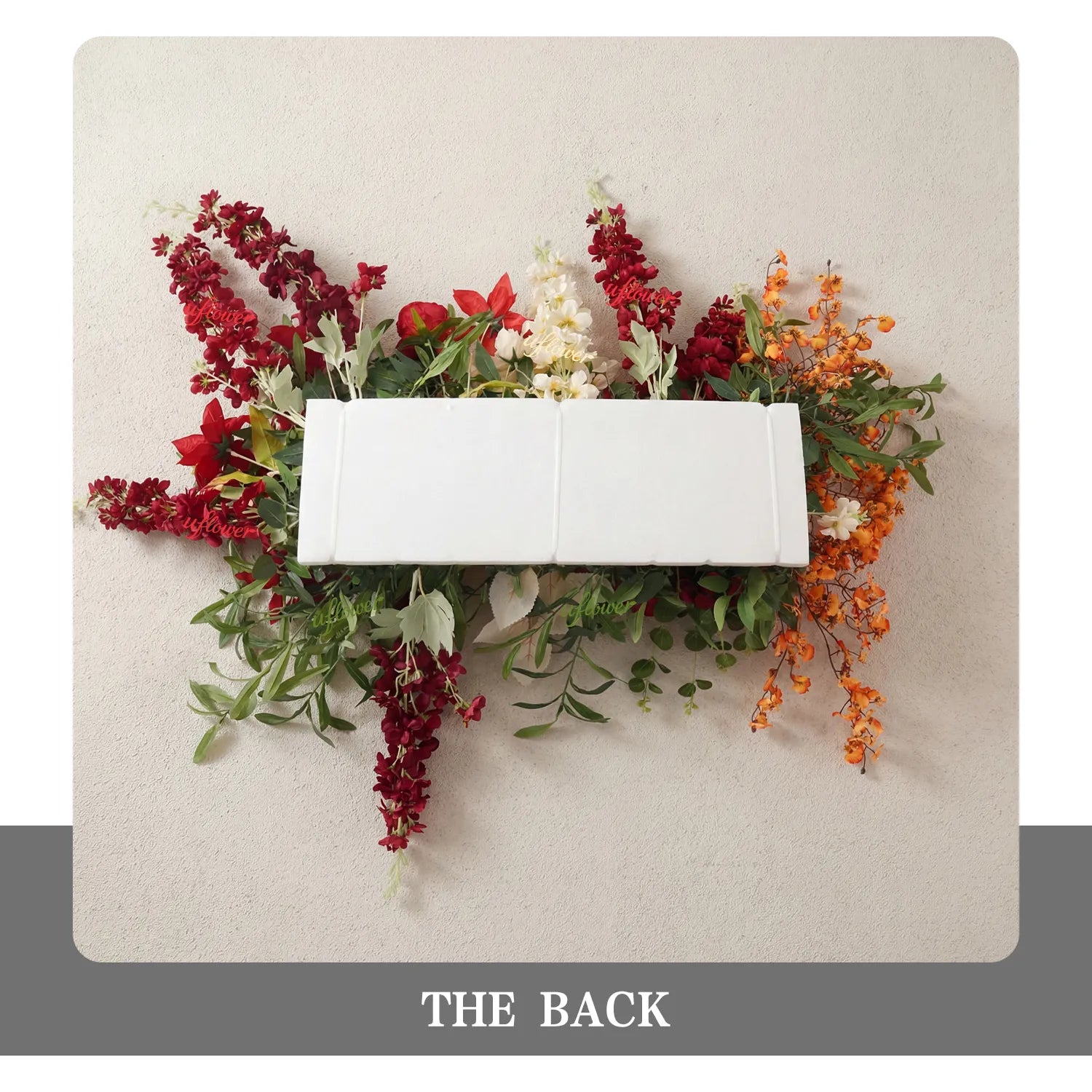 Uflower Red Orange  Flower Wedding Backdrop Arch Floral Arrangement SET80224