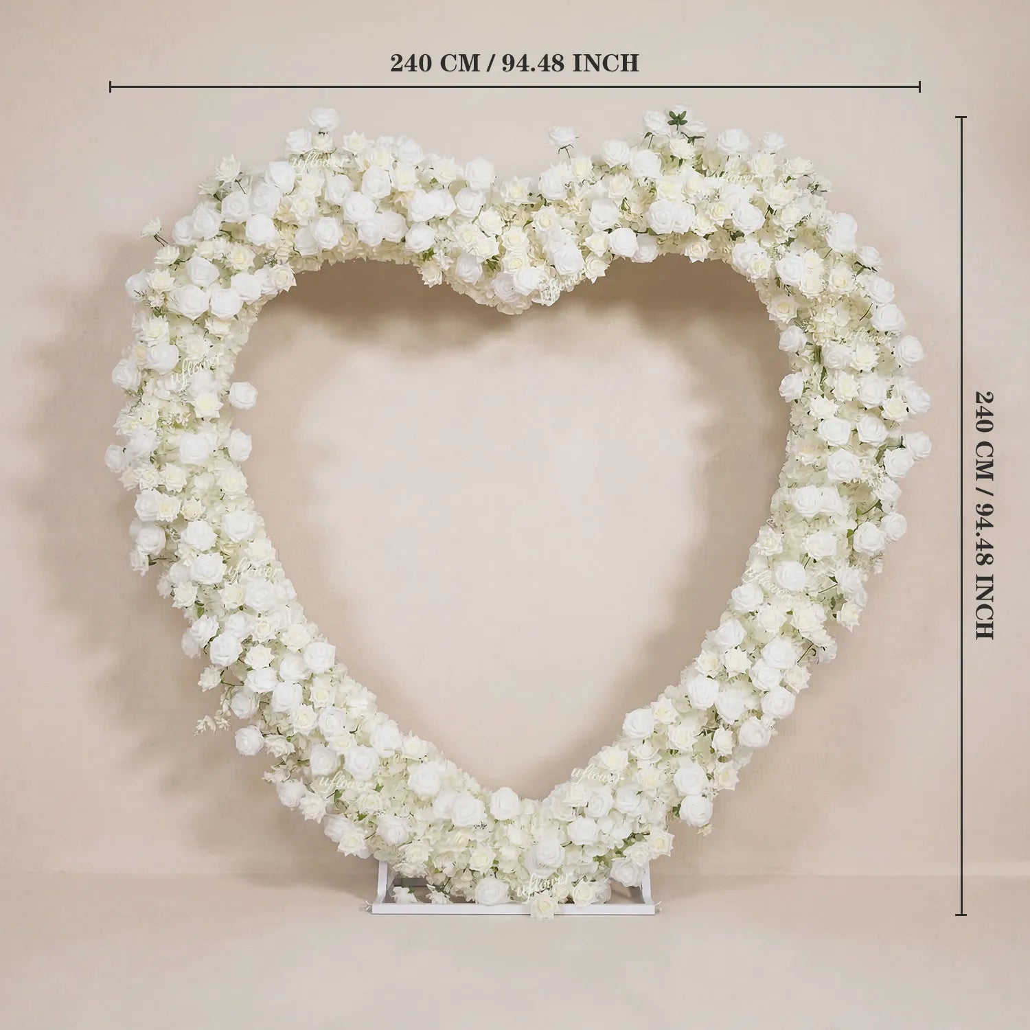 Uflower Artificial White Rose Heart Arch Wedding Decor SET80247-02
