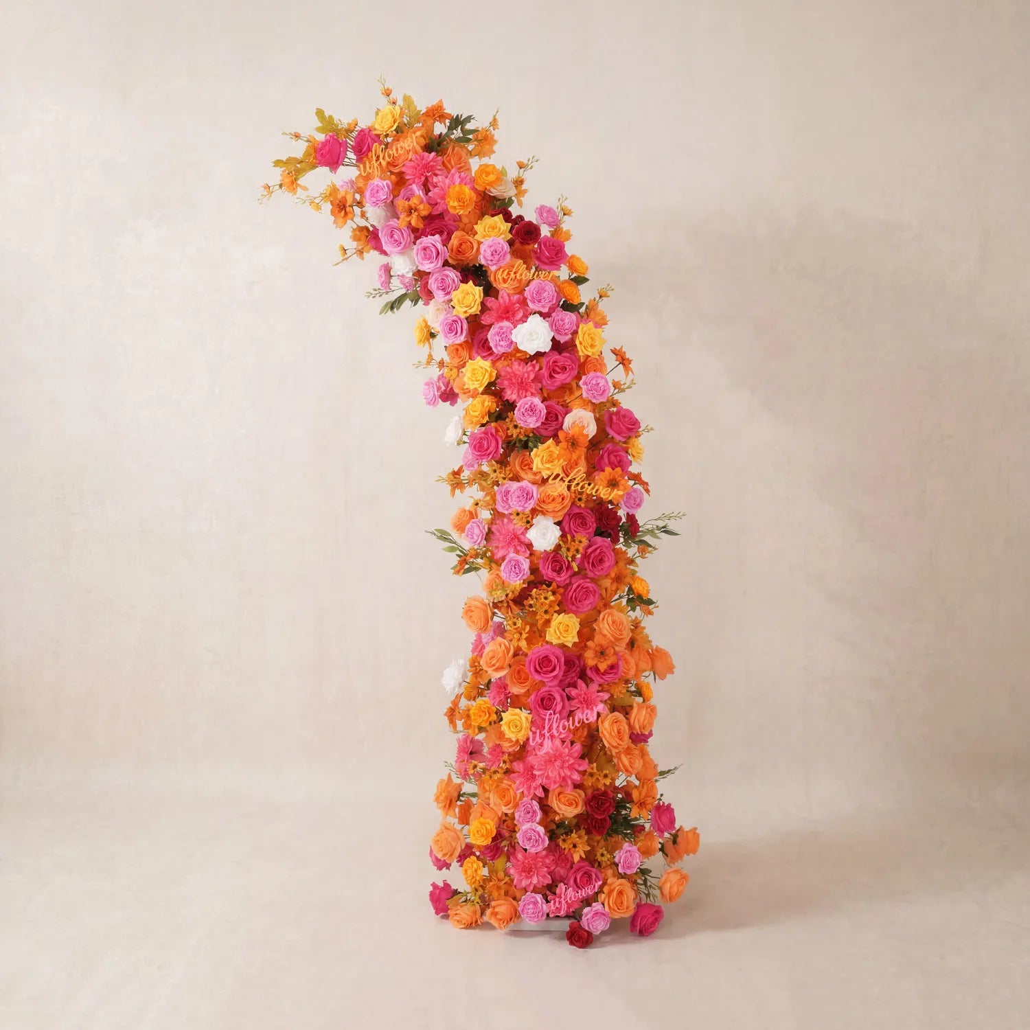 Uflower Orange-Rose Horn Arch Wedding Backdrop Party Event Decor Props SET80235