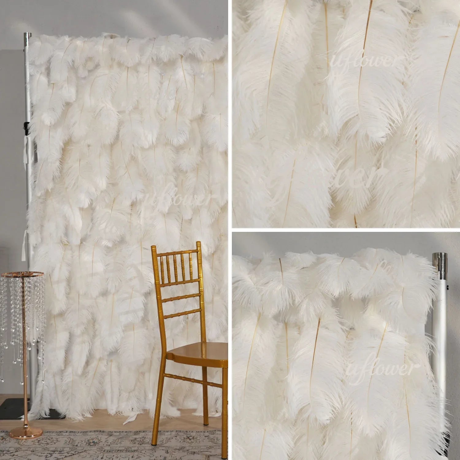 Uflower Artificial White 5D Flower Wall Wedding Backdrop Deco Birthday Party SET80140 - Uflower