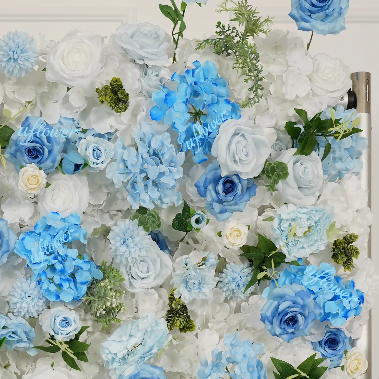 Uflower Blue White Flower Wall Backdrop Wedding Party Decoration SET80225