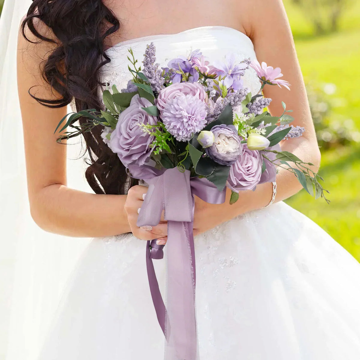 Uflower Purple bridal flower bouquet MG80004-01 - Uflower