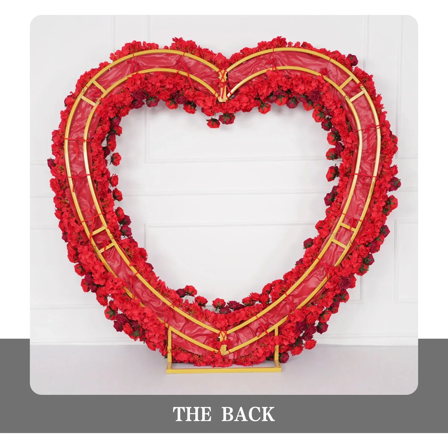 Uflower Luxury Red Rose Floral Arrangement Cloth Base Heart-Shaped Arch Props MC80130-01 - Uflower