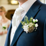 Uflower Boutonnières Vert Blanc avec Carte MG80008-02*6