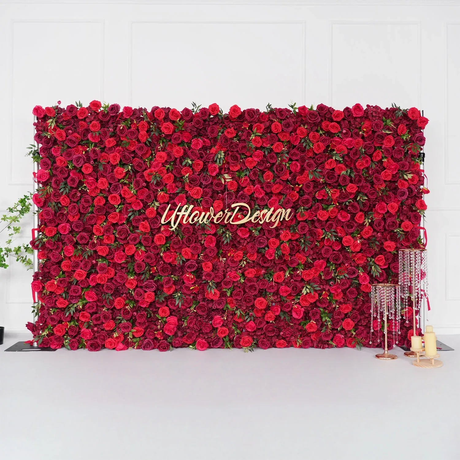 Uflower Artificial Red Rose Wall Wedding Backdrop Decor SET80118