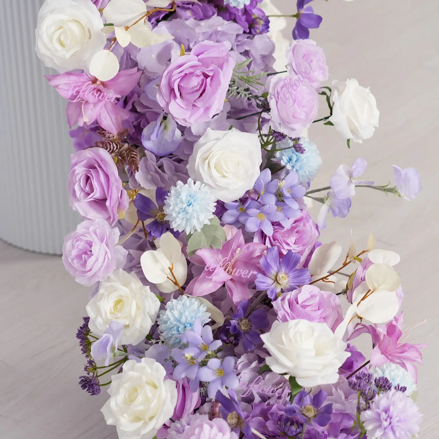 Uflower Purple Table Runner Sofa Floral Wedding Backdrop Decor MC80093-05