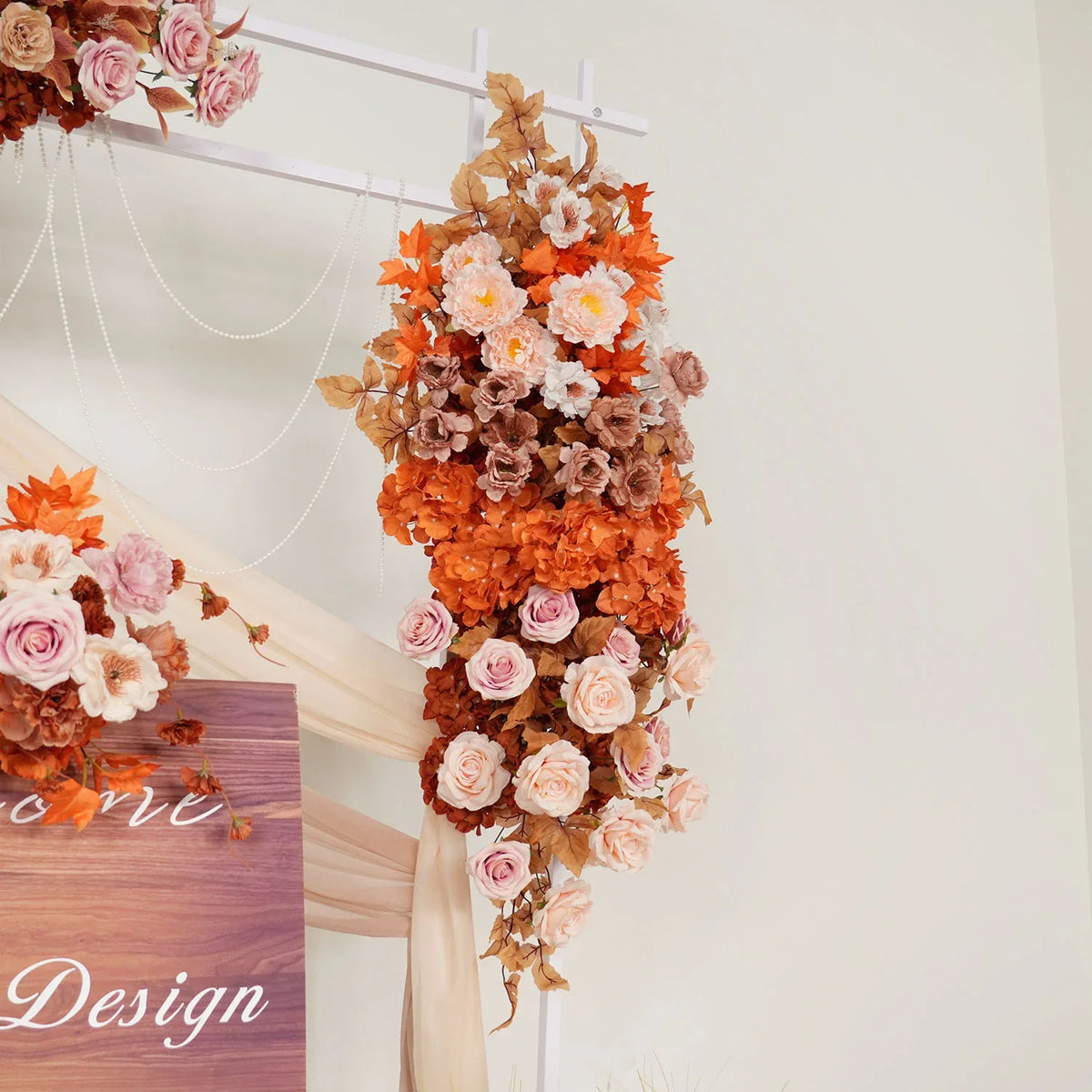 Uflower Artificial Autumn Pink Flower Row Wedding KT Backdrop Decor SET80122 - Uflower