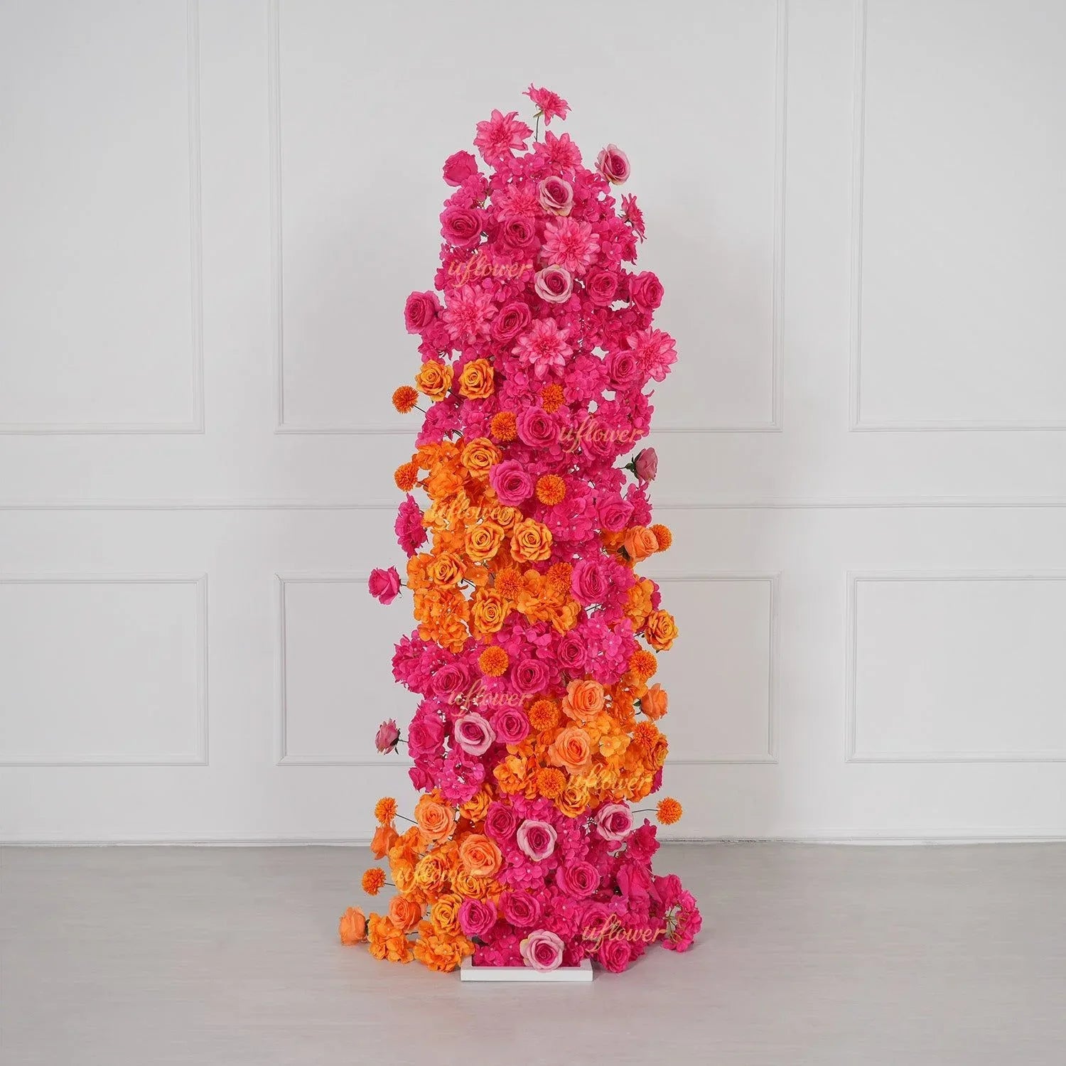 Uflower Rose Red Orange Flower Wedding Backdrop Arch Floral Arrangement SET80202 - Uflower