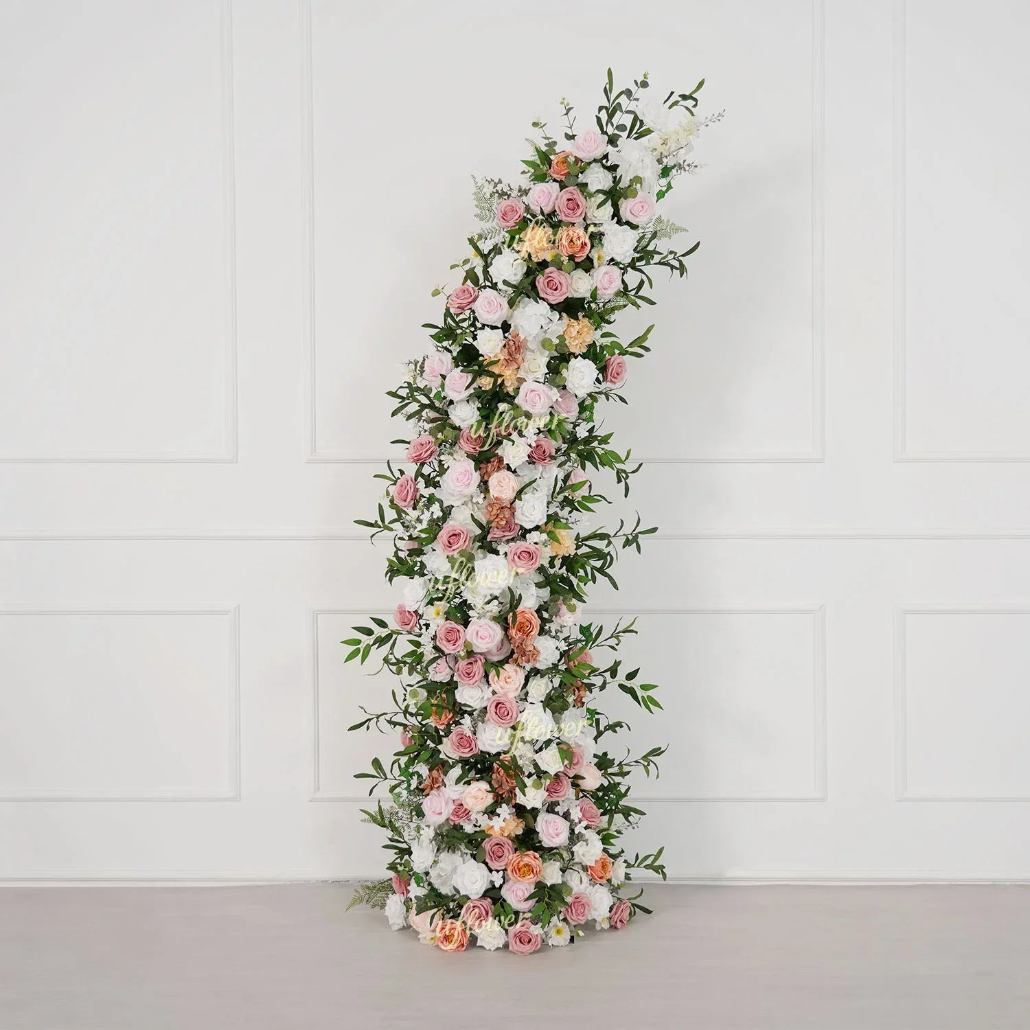 Uflower Blush Pink White Flower Horn Arch Wedding Party Birthday Backdrop Decor SET80191 - Uflower
