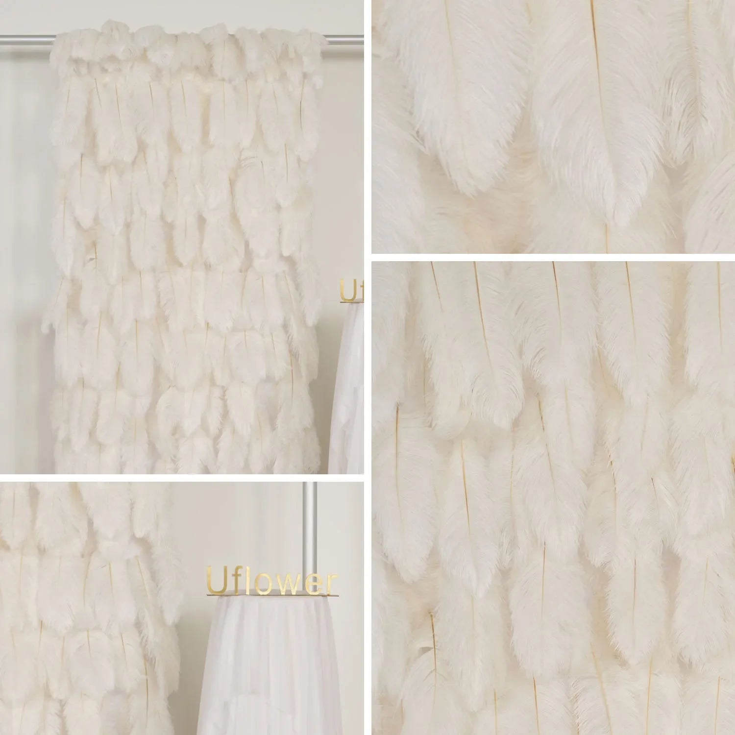 Uflower Artificial White 5D Flower Wall Wedding Backdrop Decoration MA80024-01 - Uflower