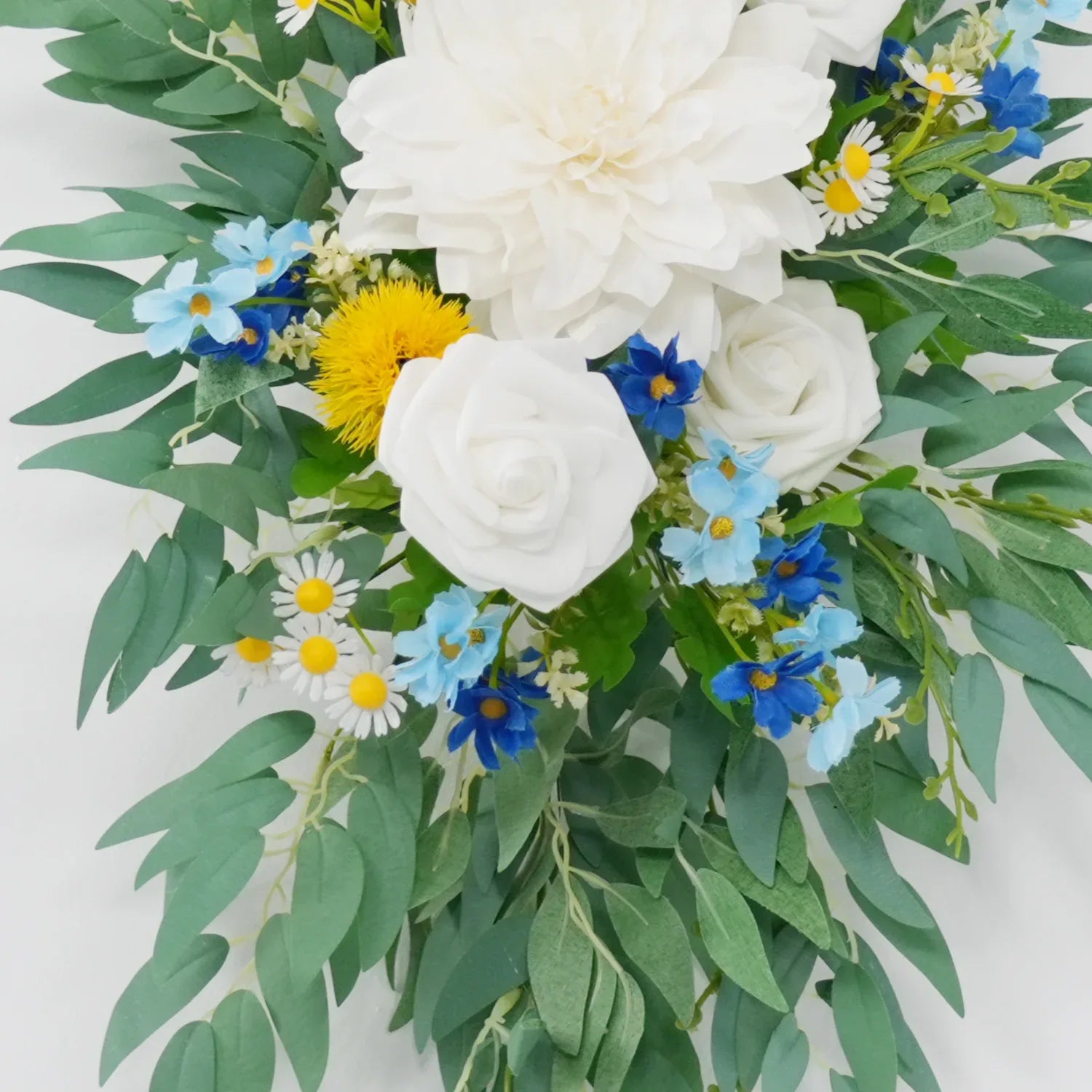 Uflower Rose Green White Flower Willow Leaf Wedding Welcome Flower Floral Decor SET80076 - Uflower