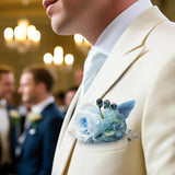 Uflower Boutonnieres in Dusty Blue with Card MG80007-02*6
