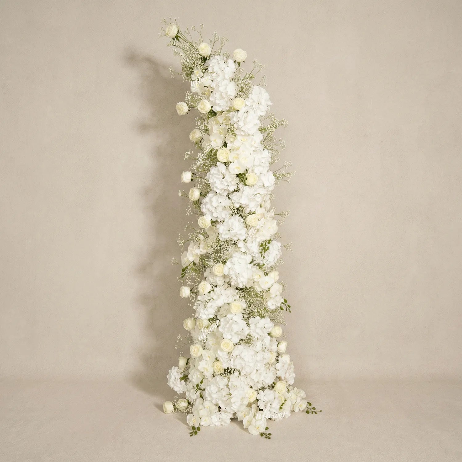 Uflower Baby's Breath White Floral Horn Arch Wedding Party Backdrop Decor SET80231