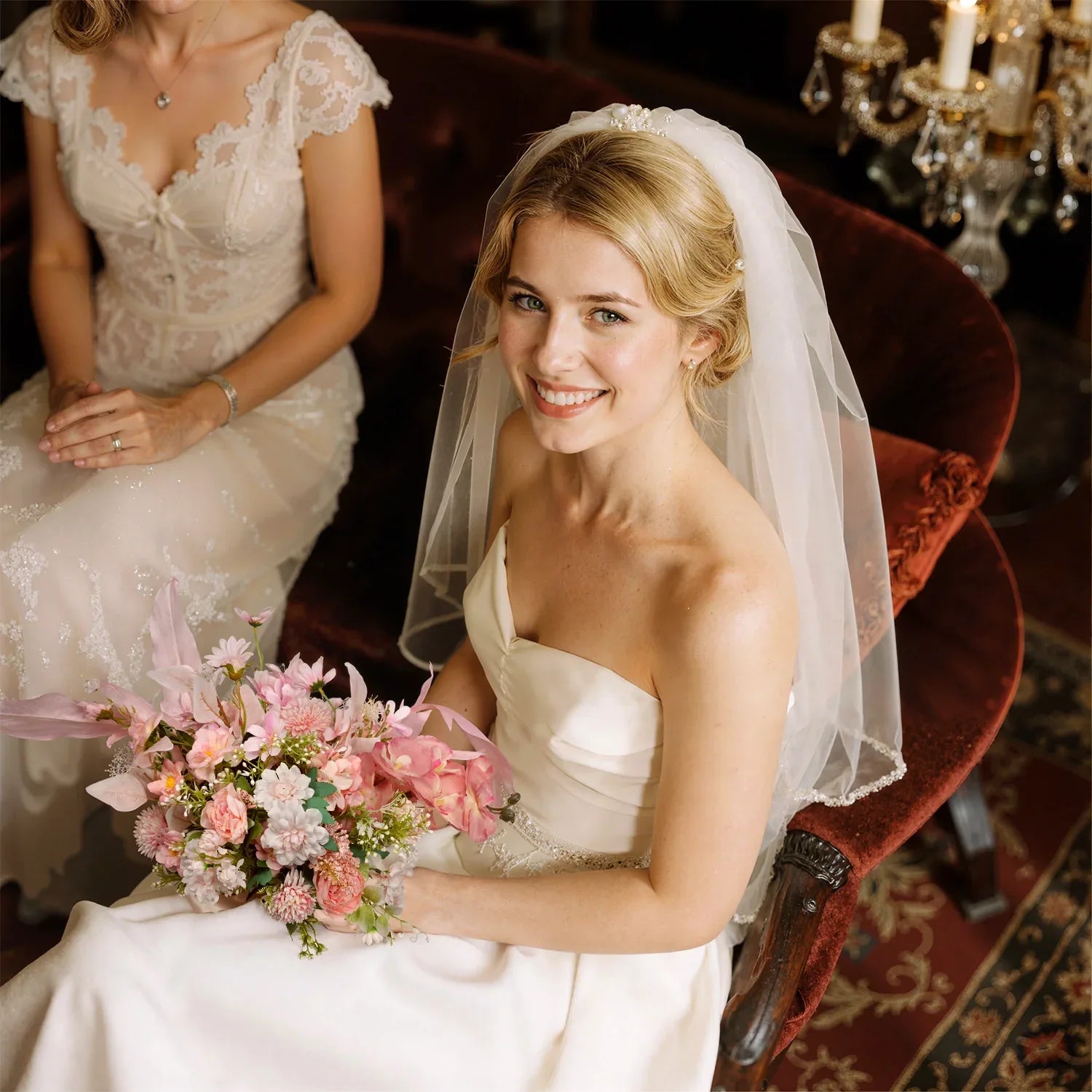 Uflower Pink White Series Bride Bouquet Wrist Corsage Groom Boutonniere Wedding Event Supplies SET80080-09 - Uflower