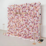 Uflower Artificial Pink Champagne Rose 5D Wedding Flower Wall SET80093 - Uflower