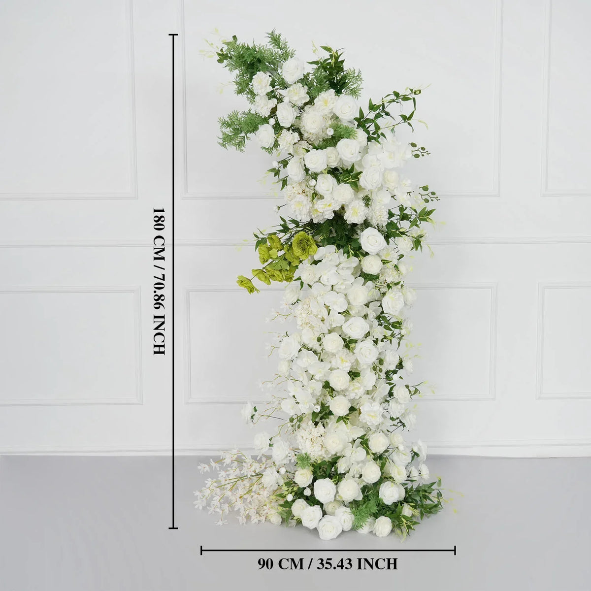 Uflower White Rose Green Leaf Floral Horn Arch Wedding Party Backdrop Decor MC80160-01 - Uflower