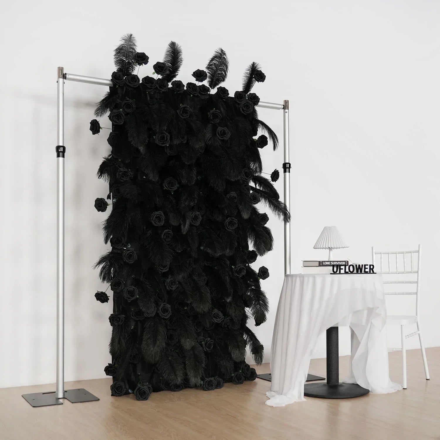 Uflower Artificial Black 5D Flower Wall Wedding Backdrop Decoration MA80034-01 - Uflower