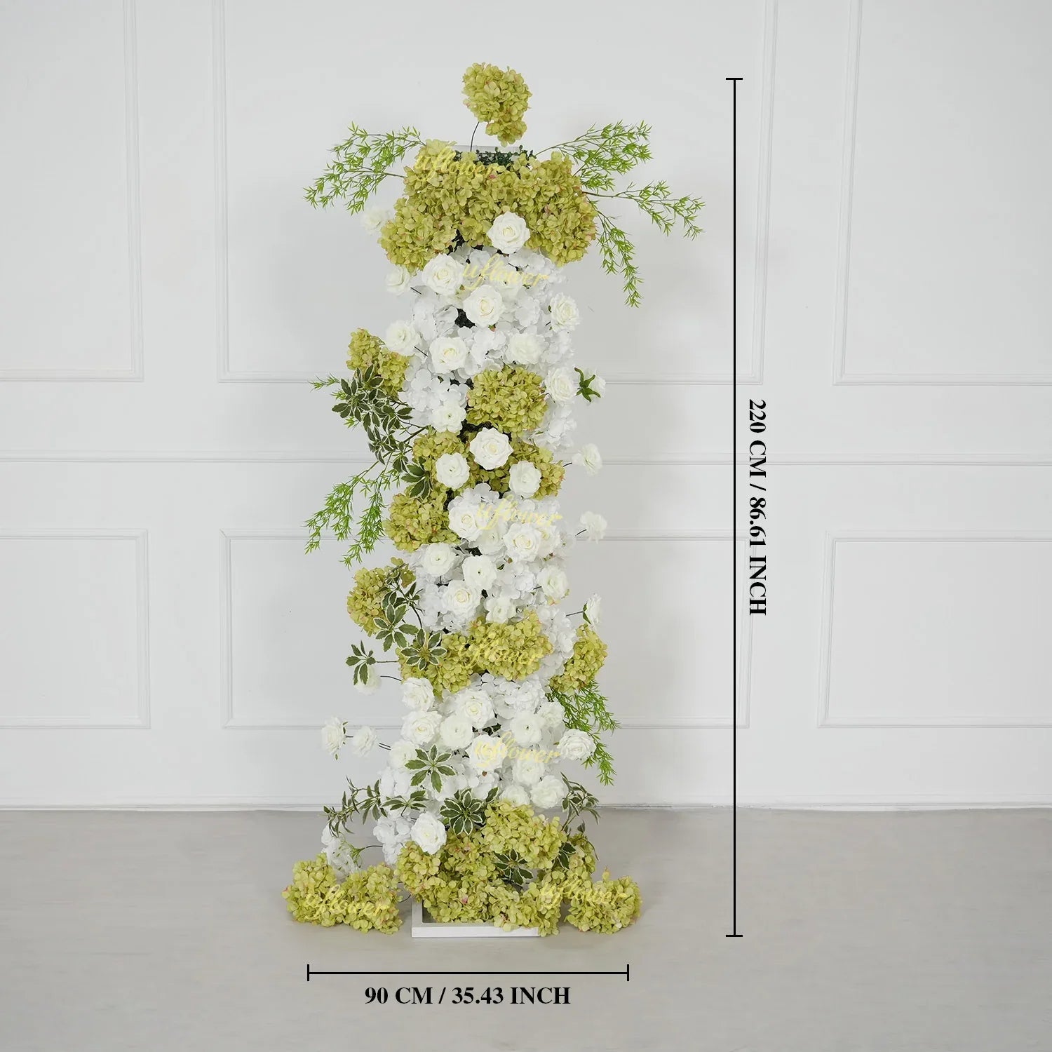 Uflower Artificial Green White Hydrangea Rose Flower Row Wedding KT Backdrop Decor SET80205 - Uflower